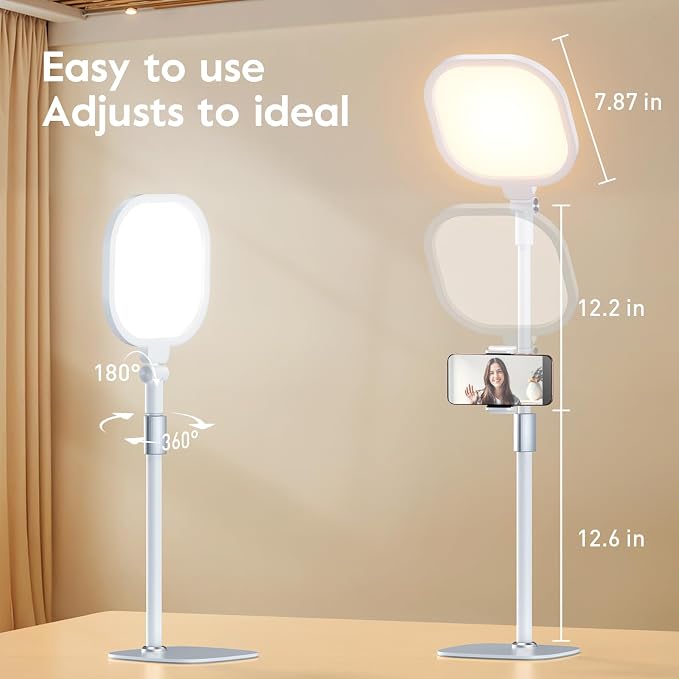 Video Conference Lighting for Zoom with Stand, 30 Modes, CRI>98 | Edge-lit Eye-care Full-screen Ring light, Dimmable with 360° Stand, Memory Func for Zoom, Video Calls, Live Streams, Webcam - Image 9