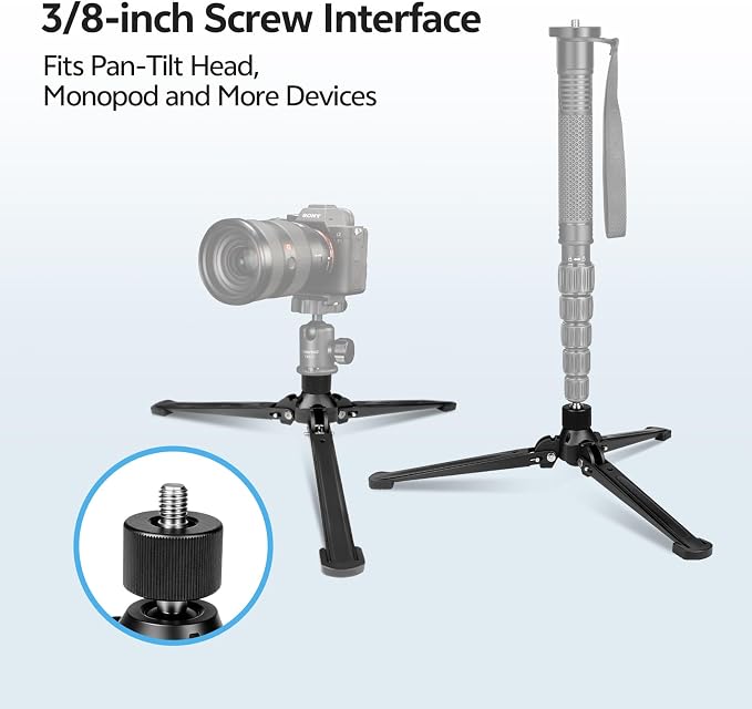 TONYBOO Monopod Tripod Base, Heavy Duty Aluminum Monopod Support Feet with 3/8-Inch Screw, Foldable Desktop Mini Tripod Stand for DSLR Camera, Stabilizer, Camcorder, Outdoor Photography-TM-5 - Image 4