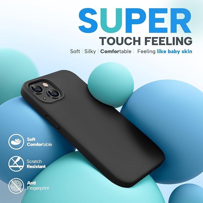 Miracase Silicone for iPhone 13 Case, Black | Soft Anti-Scratch Microfiber Lining, Premium Silicone Cover Shockproof Drop Protection Phone Case for 13 - Image 2