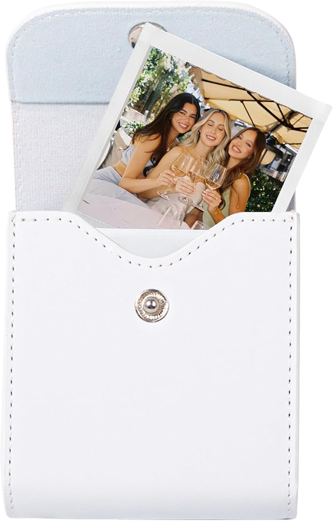 CAIYOULE Square Photo Pouch for Fujifilm Instax SQ Films, White | PU Picture Holder Case for Fujifilm Instax SQ1/40/20/10/6/SP-3 2.9x3.4" Film, Photo Storage Pocket, Can hold 50+ SQ Photos by CAIYOULE