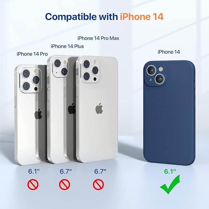 Miracase Silicone for iPhone 14 Case, Glass Blue | Soft Anti-Scratch Microfiber Lining, Premium Silicone Cover Shockproof Drop Protection Phone Case for 14 - Image 2