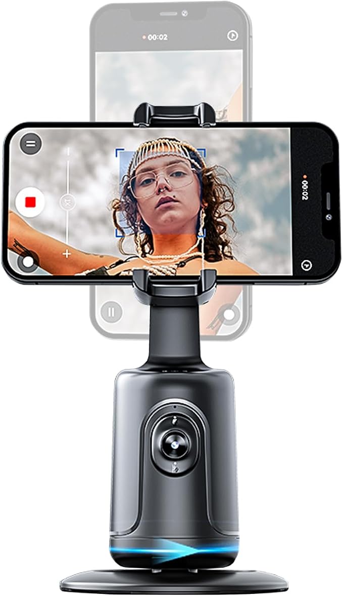 GREEN HOUSE Auto Face Tracking Phone Holder & Mount, GH-USTTA-BK | 360° Fast Rotation, Gimbal Stabilizer, Gesture Recognition, For Vlog, YouTube, TikTok, Influencer Content Creating by GREENHOUSE