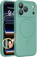 Miracase Magnetic for iPhone 17 Pro Case, Silicone, Midnight Green | Compatible with MagSafe, Soft Microfiber Lining,Shockproof Drop Protection Phone Case for 17 Pro by Miracase