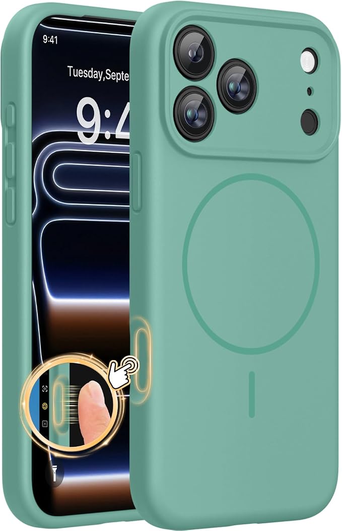 Miracase Silicone & Magnetic for iPhone 17 Pro Max Case, Midnight Green | Compatible with MagSafe, Camera Control Cover, Premium Silicone Cover Shockproof Drop Protection Phone Case for 17 Pro Max by Miracase