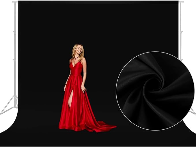 Aimosen 10x10 FT Black Backdrop Background for Photography, Large Photo Backdrop Curtain Drapes, High Density Polyester Fabric Screen for Party Portrait Photoshoots Booth Video Studio by Aimosen