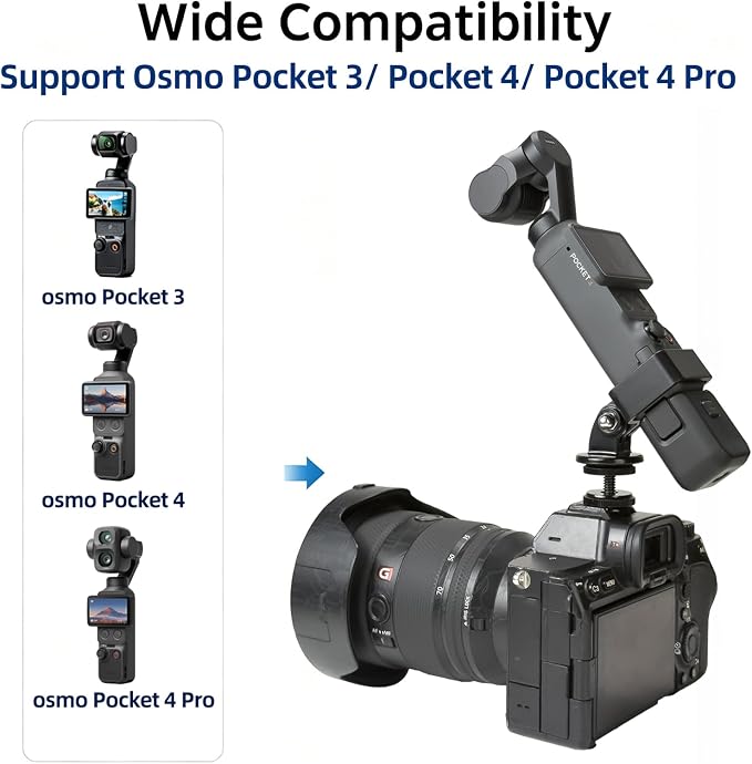 Cold Shoe Mount Adapter for DJI Osmo Pocket 3/4, Compatible with DJI Pocket 3/4/Xtra Muse Expansion Adapter, Adjustable Angle Top-Mount Fixing Bracket for DSLR Hot Shoe Mount - Image 3