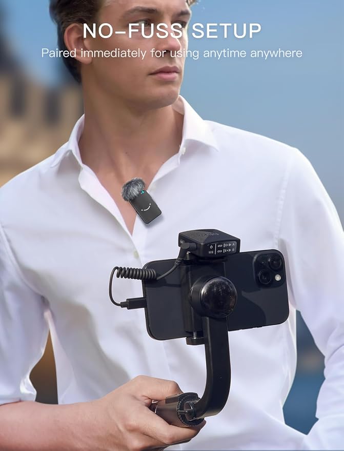 FIFINE M9 2 Pack Wireless Lavalier Microphone for iPhone Camera Vlog | Condenser Clip-On Lapel Mic System, Charging Case, for Android Vlog YouTube TikTok Interview - Image 4
