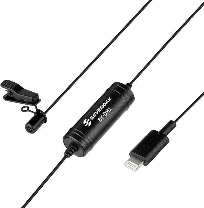 by-DM1 MFI Lightning Connected Lavalier Microphone for iPhone Lapel Clip-on Mic for iOS 20-Foot Cable - Mic for iPhone Smartphone for YouTube Video Vlog Podcast Micro Film - Image 4