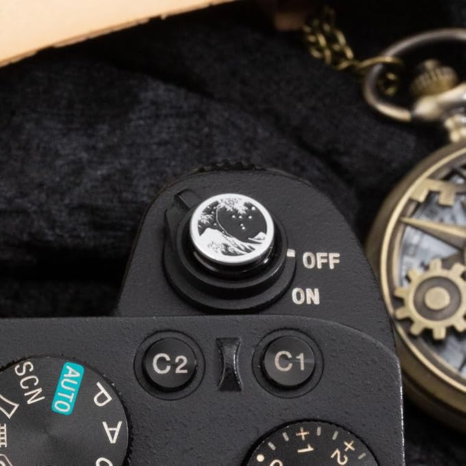 Kanagawa Wave Pattern Camera Hot Shoe Cover Shutter Button for Sony A1 A7C A7CR A7CII A7R A7M2 A7M3 A6700 A6600 A6500 A6400 A6300 (Aluminum Alloy-Shutter Decorative Button) - Image 3