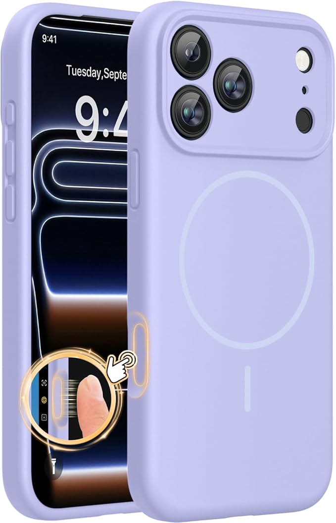 Miracase Silicone & Magnetic for iPhone 17 Pro Max Case, Light Purple | Compatible with MagSafe, Camera Control Cover, Premium Silicone Cover Shockproof Drop Protection Phone Case for 17 Pro Max by Miracase