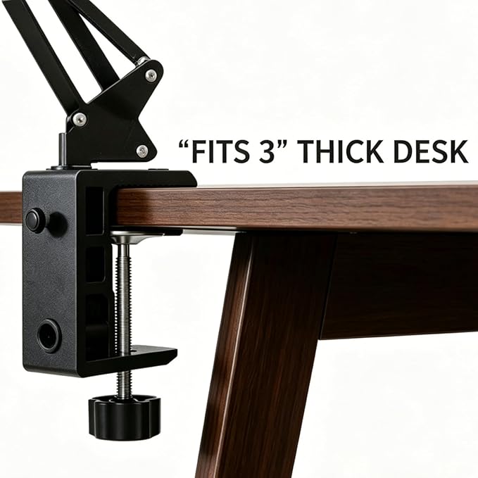 Replacement Heavy Duty C Clamp for 1/2” and 5/8” Hole Base Magnifying Lamp,Desk Lamp,Swing Arm Lamp,Phone I pad Mount,Tablet Mic Holder,Table Mount Clamp for Microphone Stand Mic Boom Arm (G2 BLACK) - Image 3