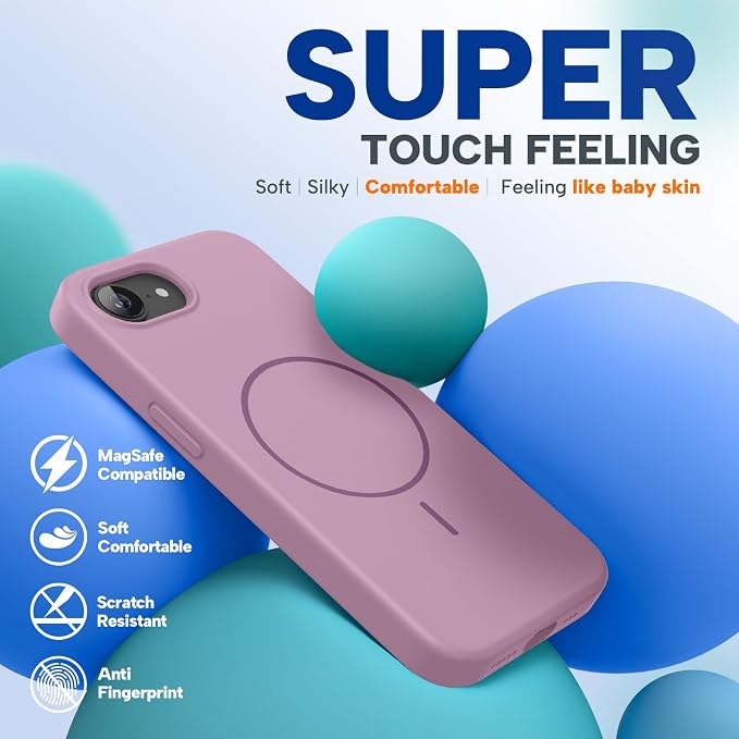 miracase Magnetic for iPhone 17e Case & iPhone 16e Case, [Soft Anti-Scratch Microfiber Lining], Compatible with MagSafe, Silicone Shockproof Protection Phone Case for iPhone 17e/16e, Blackcurrant - Image 8
