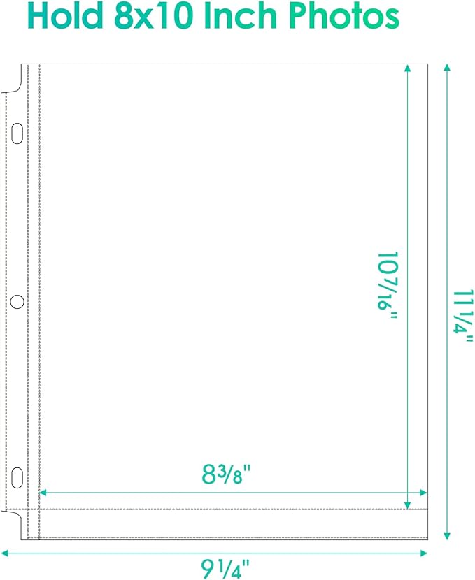 MaxGear 120 Pack 8x10 Photo Sleeves for 3 Ring Binder(120 Picture),1 Pocket | Heavy-Duty Archival Page Protectors, Clear Photo Album Refill Pages, Plastic Binder Sleeves with Pockets, Acid-Free Inserts - Image 3