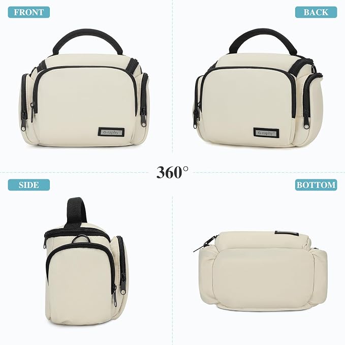 G-raphy Camera Bag Case Compact Lightweight Shoulder Crossbody Sling Photography Bags for Nikon Canon Sony DSLR SLR Mirrorless with Removal Straps (Beige) - Image 3
