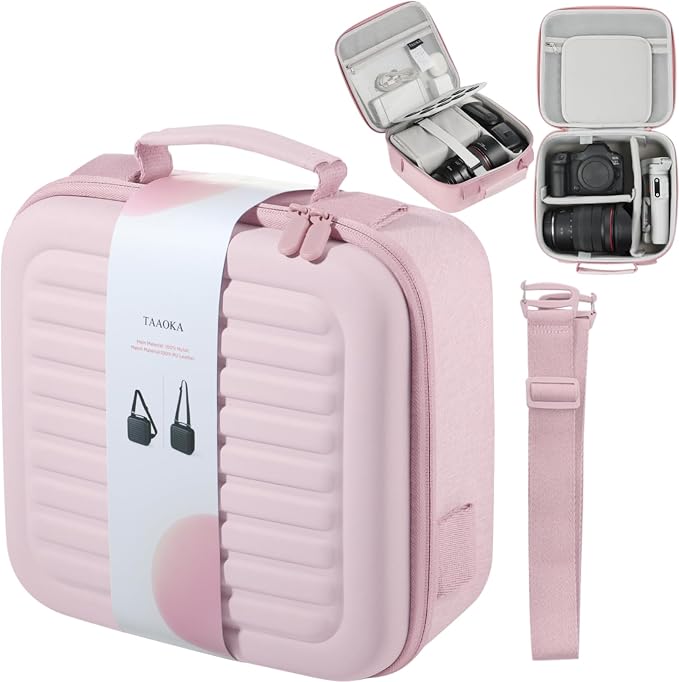 Camera Case Compatible with Canon EOS Rebel T7/R50/R6 Mark II/R100/R50 V/T6/R8/R10/R5 Mark II/RP/R7/5D Mark IV/SL3/R5/T100 DSLR SLR Camera, Lens and Tripod with Moveable Dividers and Shoulder Strap by TAAOKA