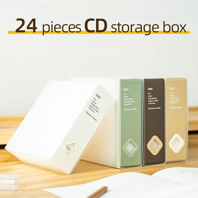 CD Case, 24 Capacity CD/DVD Case Holders Wallet Hard Plastic DVD Disc Case | DVD storage case,DVD Disc Cases Storage Binder for Car,Home,Office,Travel - Image 2