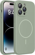 miracase Magnetic for iPhone 14 Pro Max Case, [Soft Anti-Scratch Microfiber Lining], Compatible with MagSafe, Silicone Shockproof Protection Phone Case for iPhone 14 Pro Max,Patina Green by Miracase