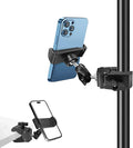 Phone Holder for Mic Stand, Treadmill, Spin Bike, Stroller, Adjustable Clamp on Phone Holder for Microphone Stand, Desk Pipe Pole Clamp Phone Mount Stands for iPhone Samsung All Smartphones (Standard) by Unknown