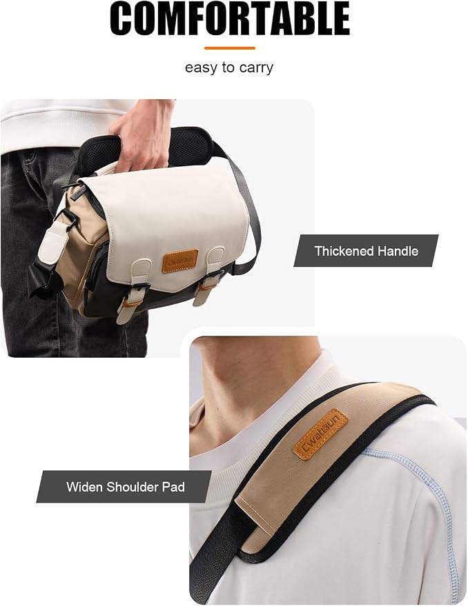 Cwatcun Compact Camera Sling Bag, Small Crossbody Case with Tripod Holder | Camera Messenger Bag, Photography Bag for Canon, Nikon, Sony, Fuji DSLR/SLR/Mirrorless, Lens.Fits 1DSLR+1lens - Image 7