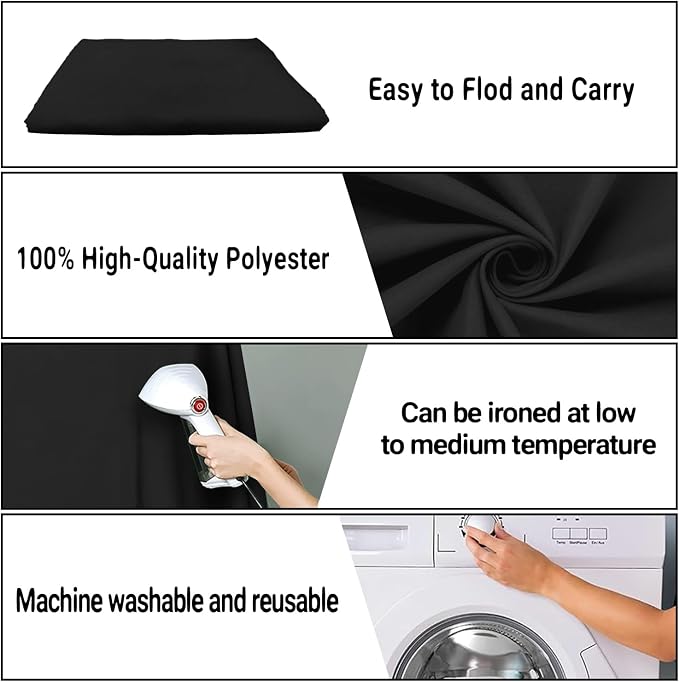 Black Photography Backdrop for Photoshoot, Fabric 5x7ft | Polyester Studio Photo Backgrounds, Non Reflective, Easy to Hang, for Portrait Shoot, Product, Party Decor, Video Creation - Image 7