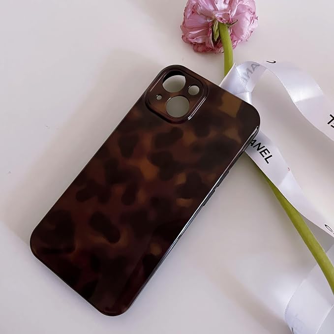 Aesthetic Tortoise Shell Phone Case for iPhone 15 Pro Max Brown | Retro Cool Girl Leopard Print, Brown Amber Cheetah Cute Chic Trendy Full Camera Protective Cover for Women - Image 3