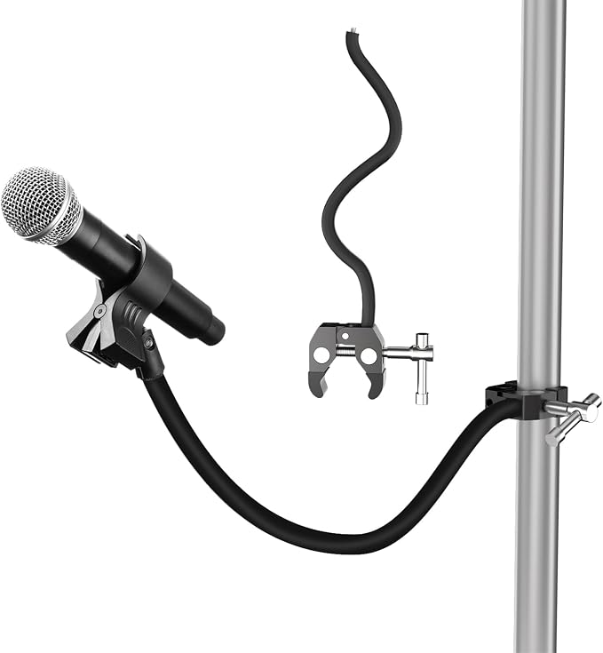 Mippko Gooseneck Microphone Stand,19.69" Flexible Adjustable Arm Super Crab Clamp Mic Clip 3/8"-16 to 5/8"-27 Adapter Mount,Compatible with Shure/Fifine / AT2020 / Pyle/Blue Snowball/Razer by Mippko