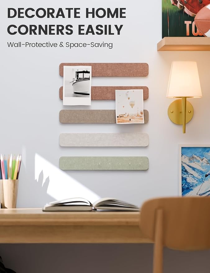 Fluxynara 13" x 2" Felt Wall Panels, Boho | 5-Pack Includes 35 Push Pins and Adhesive Tabs for Photos, Notes and Decor in Bedroom Doors, Home Office or Studios - Image 4