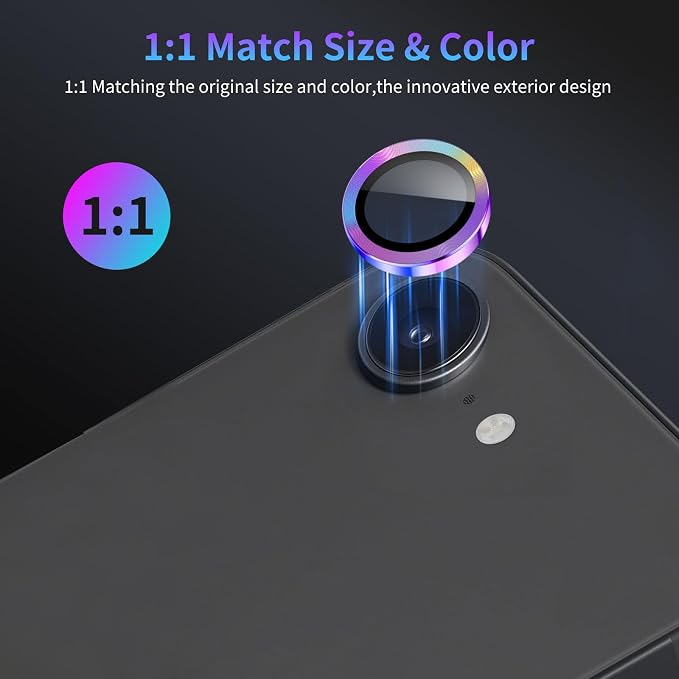 Camera Lens Protector for iPhone 16e / iPhone 17e,1 Pack | Tempered Metal Glass Camera Cover, HD Clear Anti-Scratch Lens Screen Protector Film,Case Friendly,Colorful Titanium - Image 5