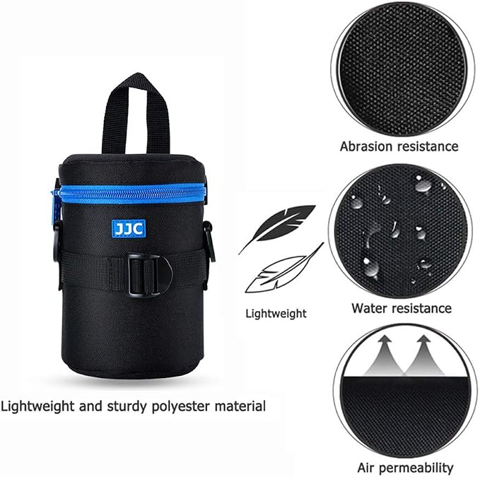 JJC Camera Lens Case Pouch, Padded Bag Fits Lens up to 3.1 x 5.3 (D x L) | for Sony E 55-210mm f4.5-6.3/Nikon Nikkor AF-S 55-200mm/AF-S 18-300mm/Fujifilm XF 56mm Lens & More, Includes Shoulder Strap - Image 3