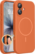 Miracase Silicone & Magnetic for iPhone 17 Case, Orange | Compatible with MagSafe, Silicone Camera Control Cover, Soft Microfiber Lining, Shockproof Drop Protection Phone Case for 17 by Miracase