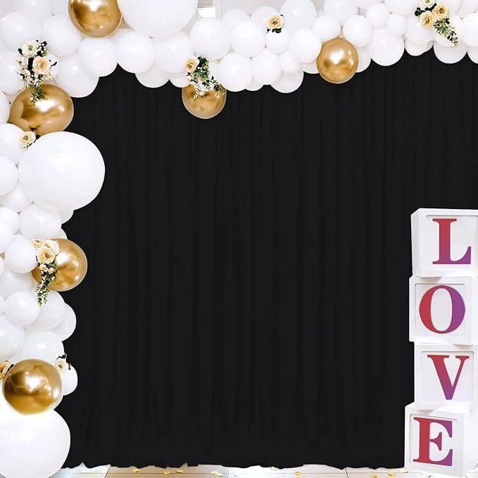 Joydeco Black Backdrop Curtain for Parties, Wrinkle Free Black Curtains Photo Backdrop for Wedding Decor, Birthday Party Graduation Baby Shower Photography(5ft x 7ft, 2 Panels) - Image 3