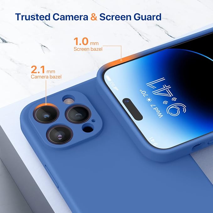 Miracase Silicone for iPhone 14 Pro Case, Sky Blue | Soft Anti-Scratch Microfiber Lining, Premium Silicone Cover Shockproof Drop Protection Phone Case for 14 Pro - Image 5