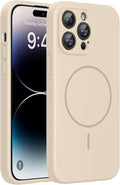miracase Magnetic for iPhone 14 Pro Max Case, [Soft Anti-Scratch Microfiber Lining], Compatible with MagSafe, Silicone Shockproof Protection Phone Case for iPhone 14 Pro Max,Sand by Miracase