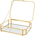 REDHUGO Large Glass Boxes for Display Handmade, Octagon, Gold | Handmade Glass Jewelry Box with Mirrored Bottom and Lid, Ideal for Trinkets, Photos, Keepsakes and Vanity Decor by REDHUGO