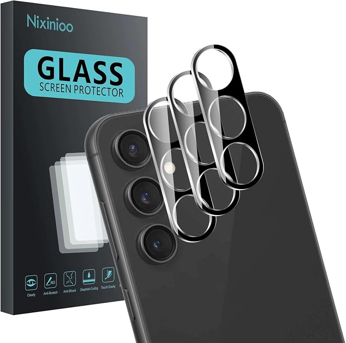 3 Pack Camera Lens Protector for Samsung Galaxy S23 Fe | Tempered Glass,Anti-Fingerprint,9H Hardness,Scratch Resistant,Easy to Install,Bubble Free,HD Clarity by Unknown