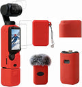Case for DJI Osmo Pocket 3/Xtra Muse Camera, Soft Silicone Protective Case, Anti-Scratch, Slim Fit Skin with mic Cover and Screen Protector Accessories for Osmo Pocket 3/Xtra Muse (Red) by Frevyve