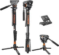 Monopod for Camera, COMAN Camera Monopod with Feet Q6 Fluid Head with Tripod Stand 71.25 inch Max Load 22 Lbs for Photography, Cameras, Canon, Nikon, Sony, DSLR, Video Camcorder by Famall