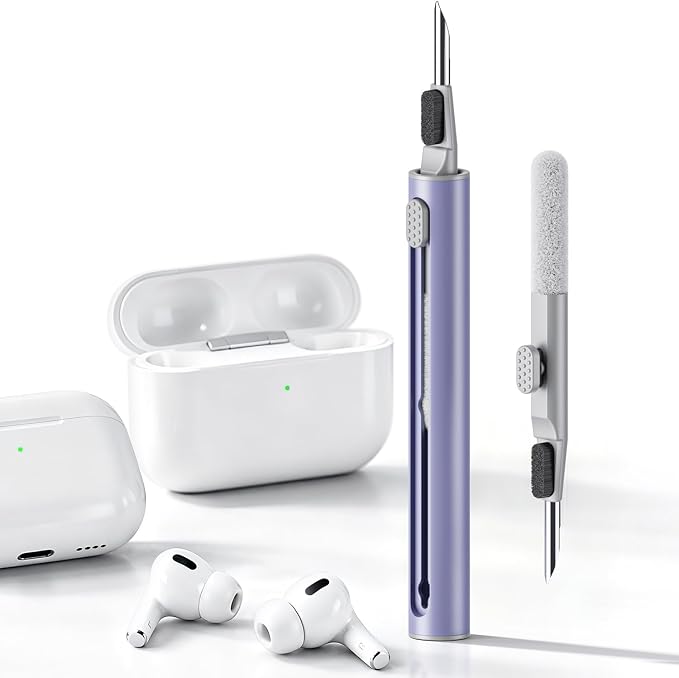 Hyashee Cleaner Kit for Airpods Pro 1 2 3 Multi-Function Cleaning Pen with Soft Brush Flocking Sponge for Bluetooth Earphones Case Cleaning Tools (Lavender Purple) by HyasheeDesignforElectronics