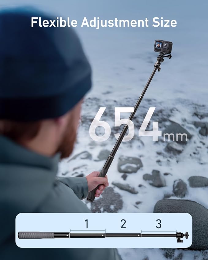 TELESIN Diving Selfie Stick & 0.1s Open Mini Tripod for DJI GoPro Insta360 | 25.7" 360° Waterproof Stick Pole w Hand Strap for DJI Osmo Pocket 4 3, Action 6 5 Nano, Go Pro Max 13 12, Insta360 X5 X4,Xtra - Image 7