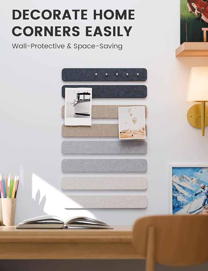 Fluxynara 13" x 2" Felt Wall Panels, Nordic Slate | 8-Pack Includes 50 Push Pins and Adhesive Tabs for Photos, Notes and Decor in Bedroom Doors, Home Office or Studios - Image 4