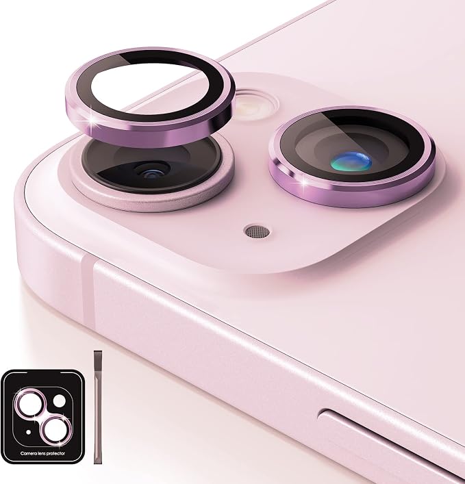 Camera Lens Protector Compatible for iPhone 13 & iPhone 13 Mini Camera Cover Premium 9H Tempered Glass [Anti-Scratch] 99.99% Transparency for iPhone 13 & iPhone 13 Mini, Pink by Tamoria