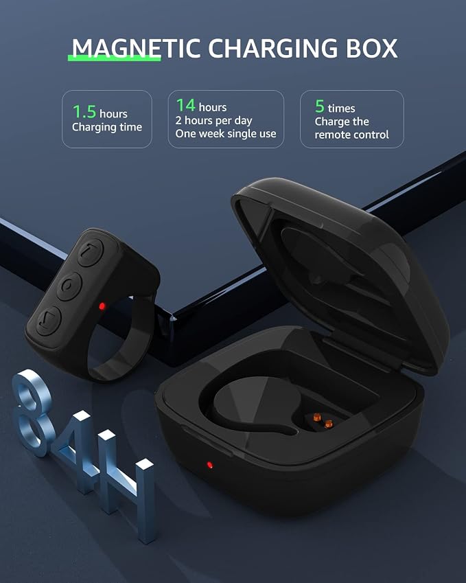 Fingertip Bluetooth Remote Control TIK TOK Wireless Page Turner TYUOBOX Camera Remote Shutter Selfie Button Controller with Charging Case for iPhone Android Ipad Cell Phone (Black) - Image 5