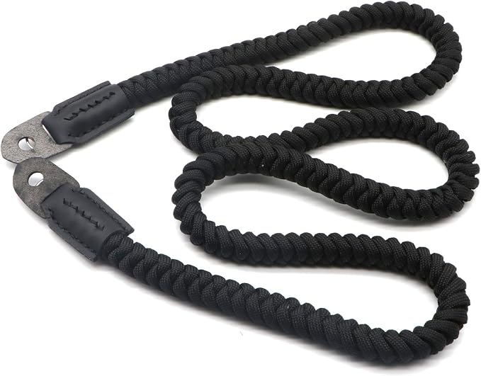 Paracord Woven Camera Neck Shoulder Strap Belt Hand Compatible with Canon Nikon Sony Olympus Pentax Fujifilm Panasonic SLR DSLR Digital Mirrorless Cameras 42 inch Black - Image 2