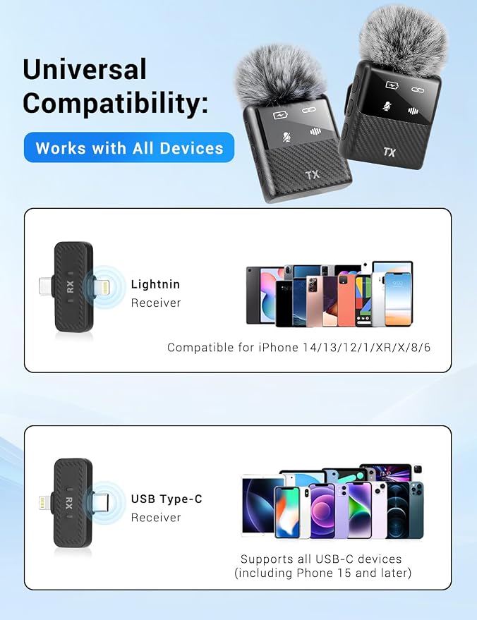 Mini Wireless Lavalier Microphone for iPhone, iPad, Android Phone, Noise Reduction Plug and Play Magnetic Clip on Lapel Mic for Video Recording Podcast Vlogging - Image 6