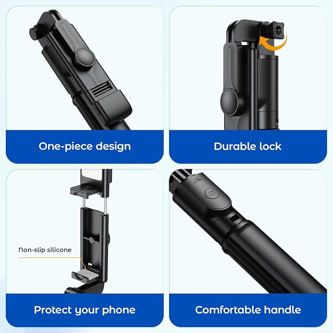 Selfie Stick Tripod with Light, Retractable Selfie Stick Tripod with Wireless Remote Control, for Photograph, Live Streaming, Video Recording, Compatible with 4-7'' Smartphone - Image 5