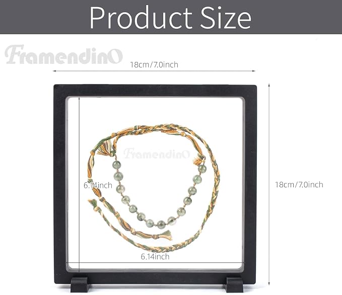 Framendino, 4 Pack Black 3D Floating Frame Display Case 7 x 7 x 0.8 Holder Stands Jewelry Storage Box for AA Medallion Shells Gems - Image 2