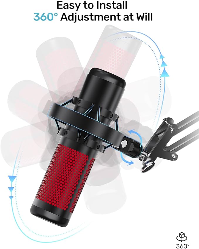 Custom Built for HyperX Quadcast Shock Mount with 5/8" 3/8" 1/4" Adapters | Metal Outer Ring, Anti-Vibration Suspension, Improves Sound Quality, Fits Mic Stand & Boom Arm, for Podcast, Gaming - Image 4