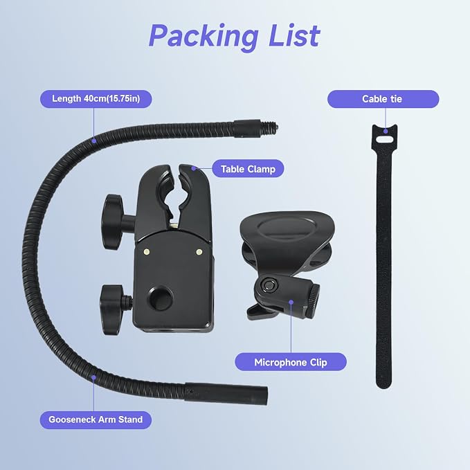 2 in 1 Quick-Release Microphone Holder, Gooseneck Microphone Stand Holder Compatible with Shure/Fifine / AT2020 / Pyle/Blue Snowball/Razer for Lectern Meetings Lectures Pulpit Streaming Gaming Studio - Image 7
