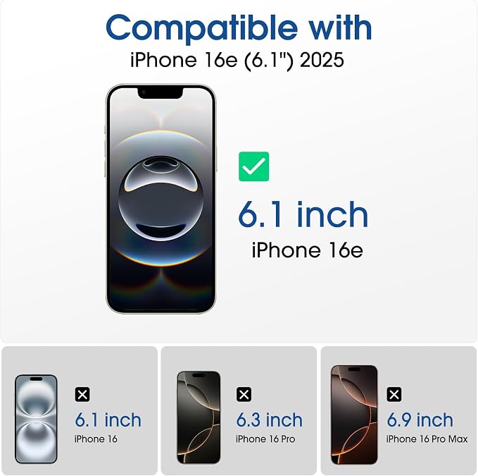 amFilm OneTouch for iPhone 17e / iPhone 16e Screen Protector Tempered Glass | Auto-Alignment, 30s Install, Bubble Free,Case Friendly,Scratch & Drop Protection, Camera Lens Protector[2+2 Pack] (16e-6.1'') - Image 2