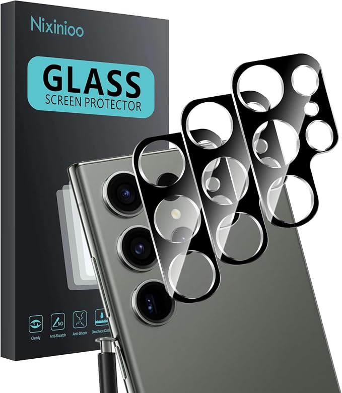 3 Pack Camera Lens Protector for Samsung Galaxy S23 Ultra | Tempered Glass,Anti-Fingerprint,9H Hardness,Scratch Resistant,Easy to Install,Bubble Free,HD Clarity by Unknown